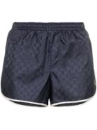 Gucci Monogram Bee Embroidery Swim Shorts - Blue