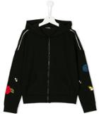Monnalisa Jakioo Embroidered Patch Zipped Hoodie - Black