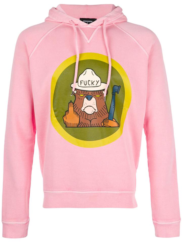 Dsquared2 Bear Print Hoodie - Pink & Purple