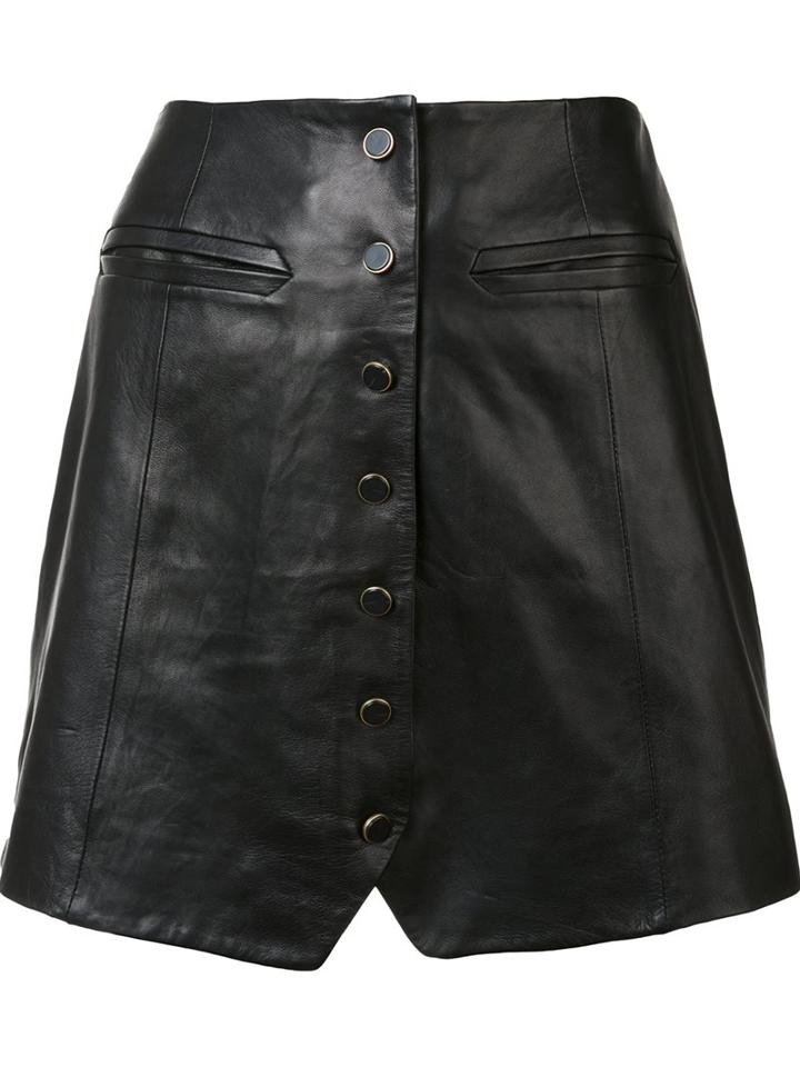 Rachel Zoe Buttoned Skirt, Women's, Size: 2, Brown, Silk/leather