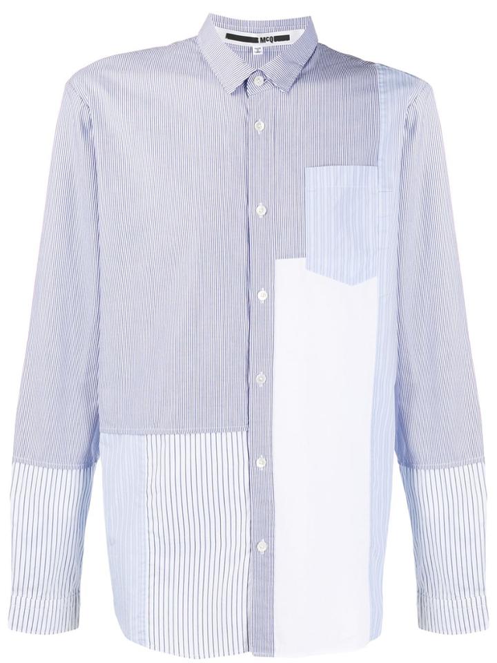 Mcq Alexander Mcqueen Geometric Contrast Panel Shirt - Blue