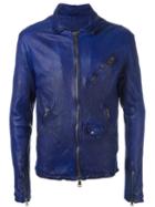 Giorgio Brato Degradé Effect Zipped Jacket, Men's, Size: 54, Blue, Leather/silk/spandex/elastane