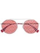 Fendi Eyewear Monogram Lense Sunglasses - Silver