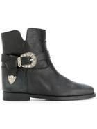 Via Roma 15 Western Buckle Boots - Black