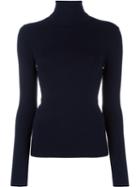 Joseph Turtle Neck Jumper, Women's, Size: Xl, Blue, Silk/nylon/spandex/elastane