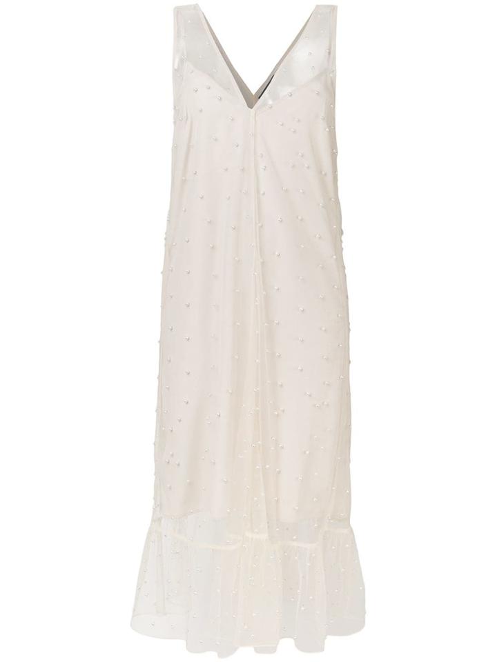 Rokh Pearl-embellished Midi Dress - Neutrals
