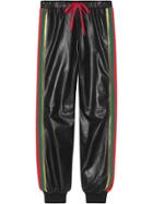 Gucci Leather Jogging Pant With Web - Black