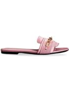 Burberry Link Detail Satin And Leather Slides - Pink & Purple