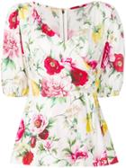Dolce & Gabbana Floral Wrap Blouse - White