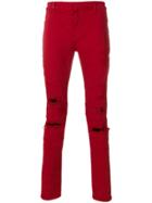 Balmain Ripped Skinny Jeans - Red