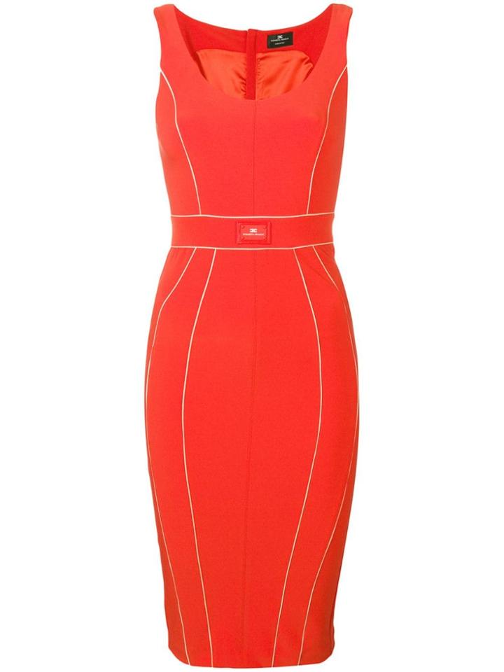 Elisabetta Franchi Fitted Logo Dress - Red