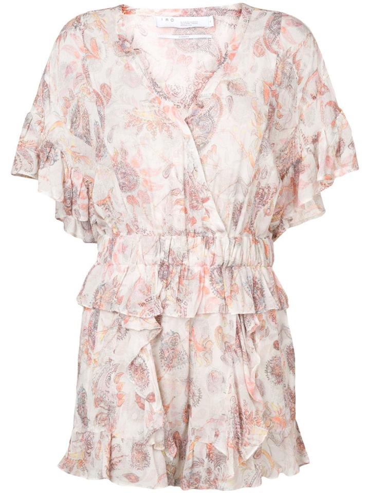 Iro Paisley Print Ruffle Playsuit - Neutrals