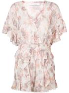 Iro Paisley Print Ruffle Playsuit - Neutrals