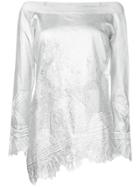 Ermanno Scervino Lace Embellished Asymmetric Top - Silver