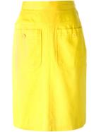 Yves Saint Laurent Vintage Straight Skirt, Women's, Size: 36, Yellow/orange