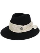 Maison Michel Frayed Band Hat - Black