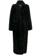 Simonetta Ravizza Shearling Long Coat - Black