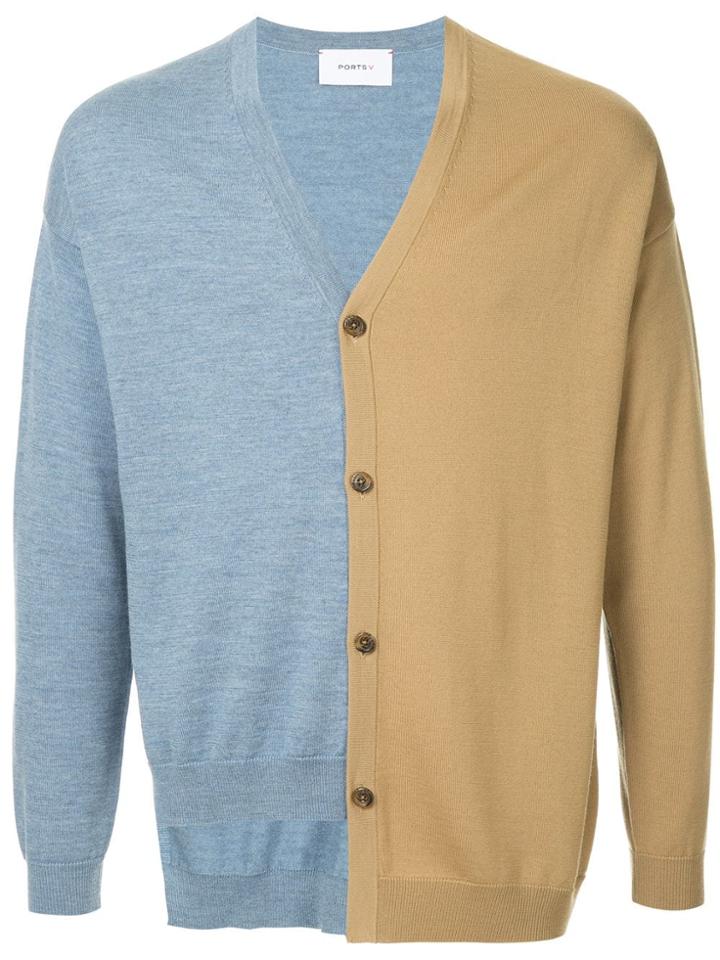 Ports V Two-tone Cardigan - Blue