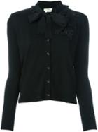 Fendi Embellished Cardigan, Women's, Size: 44, Black, Silk/cotton/plastic/glass