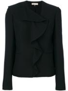 Emilio Pucci - Frill-embroidered Blazer - Women - Silk/wool - 46, Black, Silk/wool
