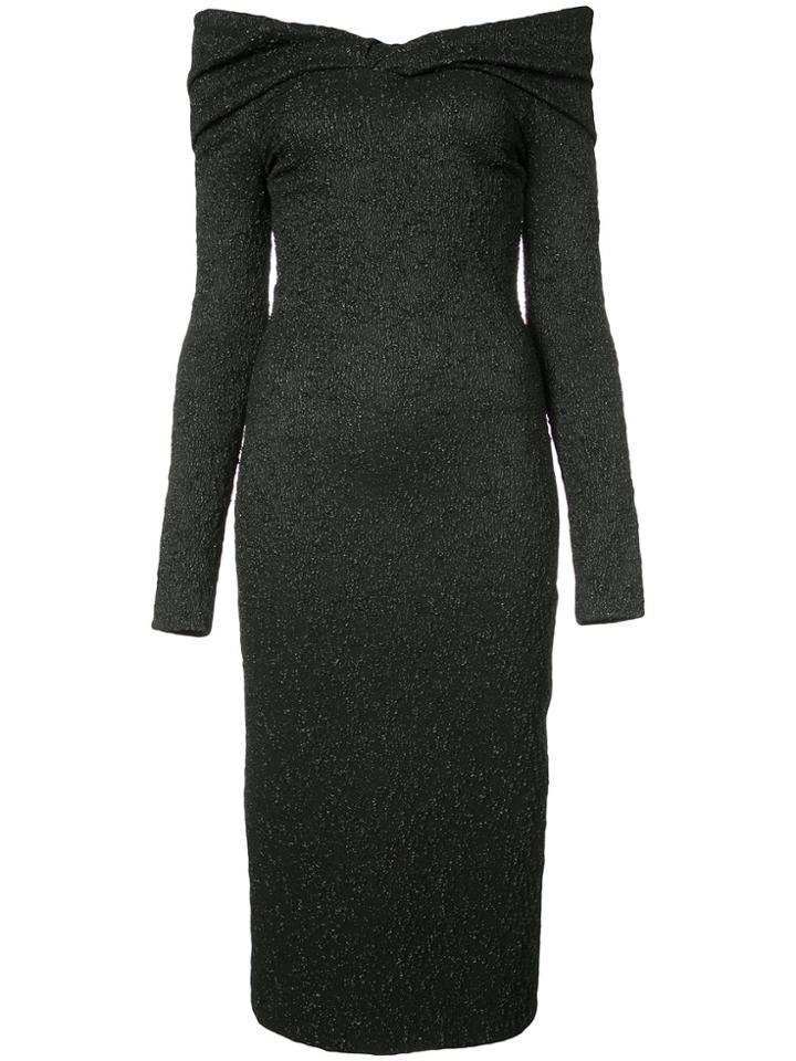 Oscar De La Renta Off-the-shoulder Textured Midi Dress - Black