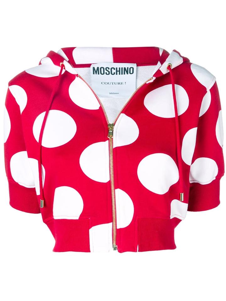 Moschino Polka Dot Cropped Hoodie - Red