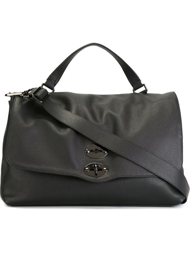 Zanellato Large 'postina' Satchel, Men's, Black, Calf Leather