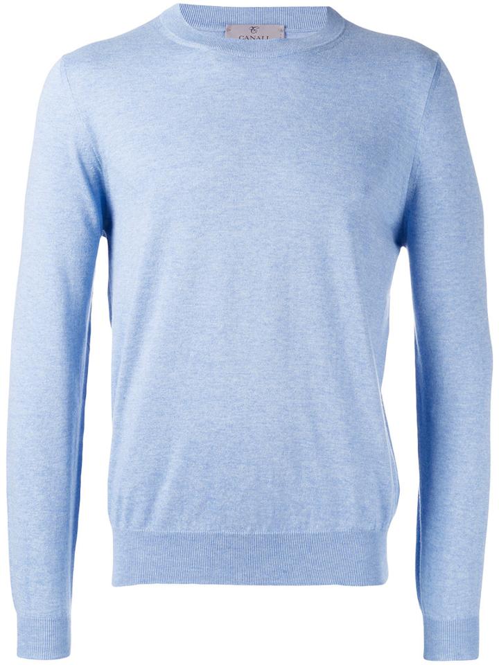 Canali - Plain Sweatshirt - Men - Silk/cotton - 54, Blue, Silk/cotton