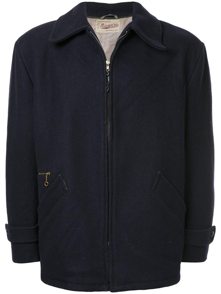 Fake Alpha Vintage Short Zipped Coat - Blue