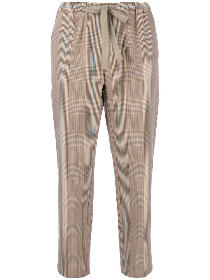 Erika Cavallini Cropped Checked Trousers - Nude & Neutrals