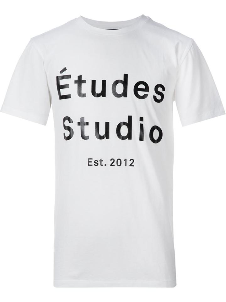 Études Studio Logo Print T-shirt, Men's, Size: S, White, Cotton