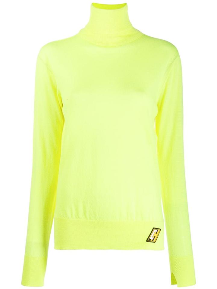Circus Hotel Fine Knit Roll Neck Top - Yellow