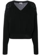 Chloé - Embroidered Knitted Sweater - Women - Cotton/cashmere/merino - S, Black, Cotton/cashmere/merino