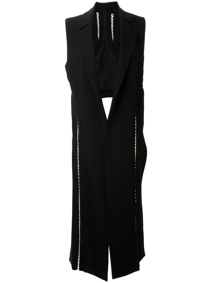 Dion Lee Laced Detail Asymmetric Waistcoat, Women's, Size: 6, Black, Virgin Wool
