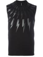 Neil Barrett Lightning Bolt Print Tank, Men's, Size: Xs, Black, Cotton/spandex/elastane/lyocell/viscose