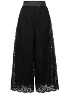 Dolce & Gabbana Cropped Floral Lace Trousers - Black