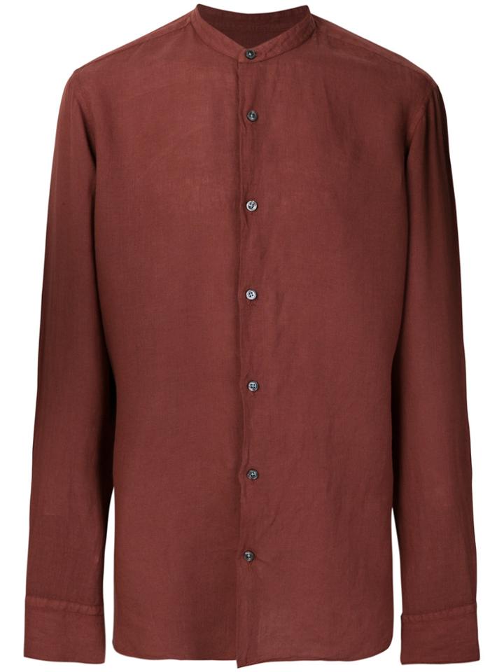 Z Zegna Mandarin Neck Shirt - Red