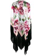 Dolce & Gabbana Oversized Floral Fringed Scarf - Pink & Purple