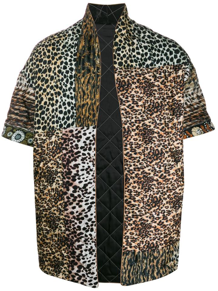 Pierre-louis Mascia Animal Print Short Sleeve Coat - Brown