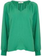 Tibi Savanna Ruffle Neck Top - Green