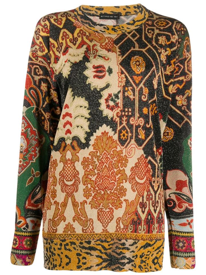 Etro Mixed Print Shimmer Jumper - Black