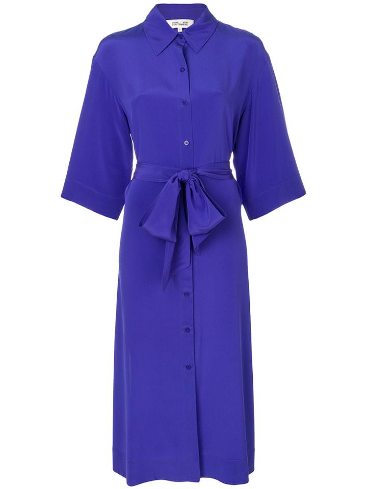 Dvf Diane Von Furstenberg Belted Shirt Dress - Pink & Purple