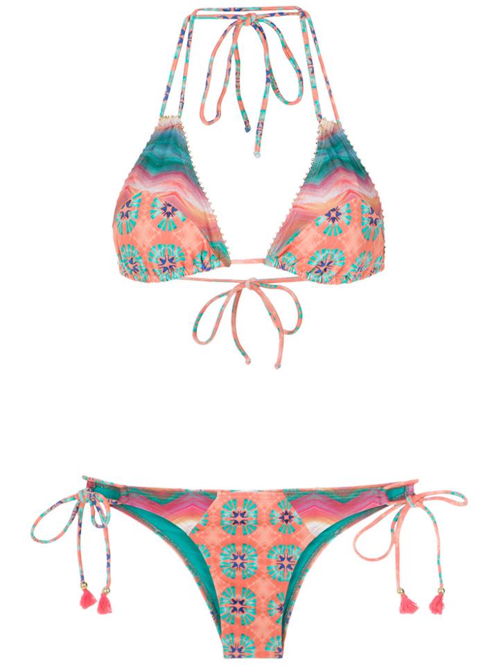 Brigitte Triangle Bikini Set - Pink & Purple