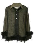 Tu Es Mon Trésor Feathered Hem Tulle Layer Field Jacket - Green