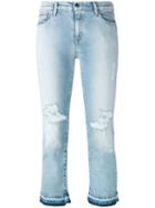 Calvin Klein Jeans Ripped Cropped Jeans, Women's, Size: 24, Blue, Cotton/polyester/spandex/elastane