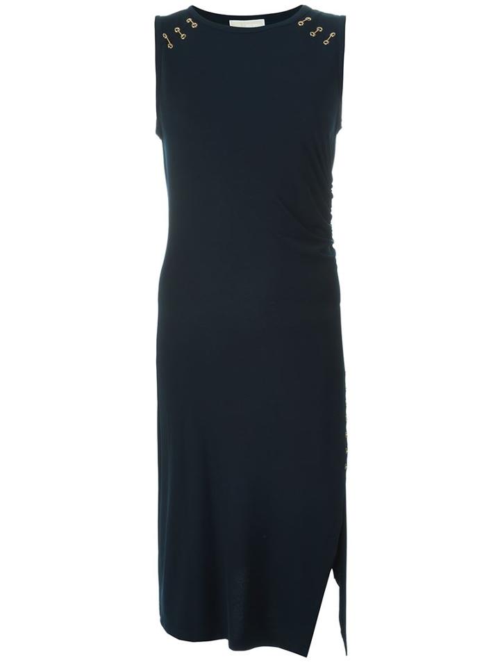 Michael Michael Kors Eyelet Detail Sheath Dress, Women's, Size: Xl, Blue, Polyester/spandex/elastane