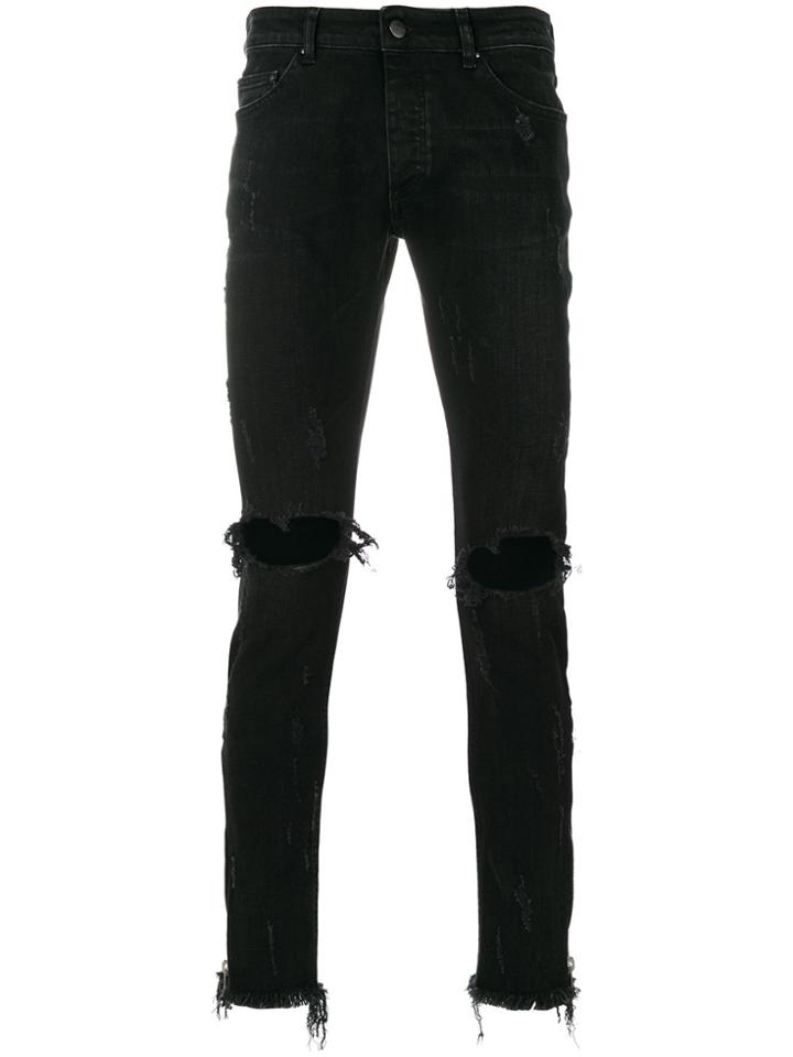 Palm Angels Ripped-knee Skinny Jeans - Black