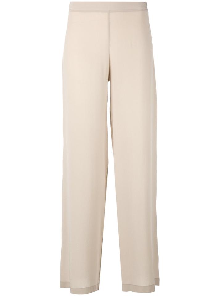 D.exterior - Flared Tailored Trousers - Women - Silk/polyester - 44, Nude/neutrals, Silk/polyester