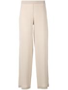 D.exterior - Flared Tailored Trousers - Women - Silk/polyester - 44, Nude/neutrals, Silk/polyester