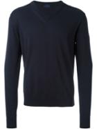 Lanvin V-neck Jumper, Men's, Size: Xl, Blue, Cotton/polyester/merino